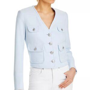 Veronica Beard Isola Crepe Jacket in Sky Blue